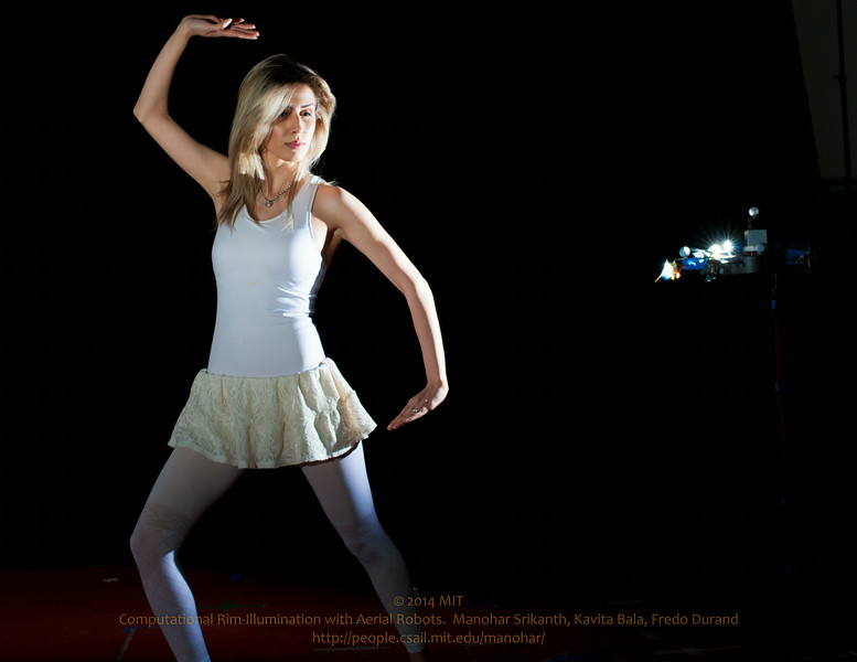 Portrait lit by a drone, from the Robotic Lighting research